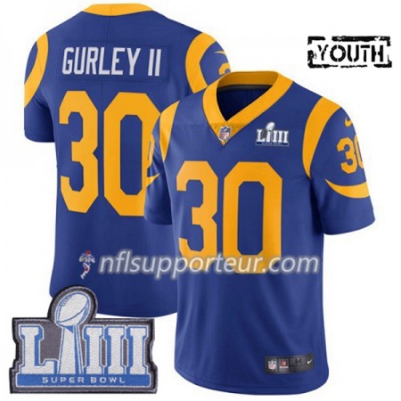 Maillot Enfant Los Angeles Rams Todd Gurley II 30 Nike Royal 2019 Super Bowl LIII